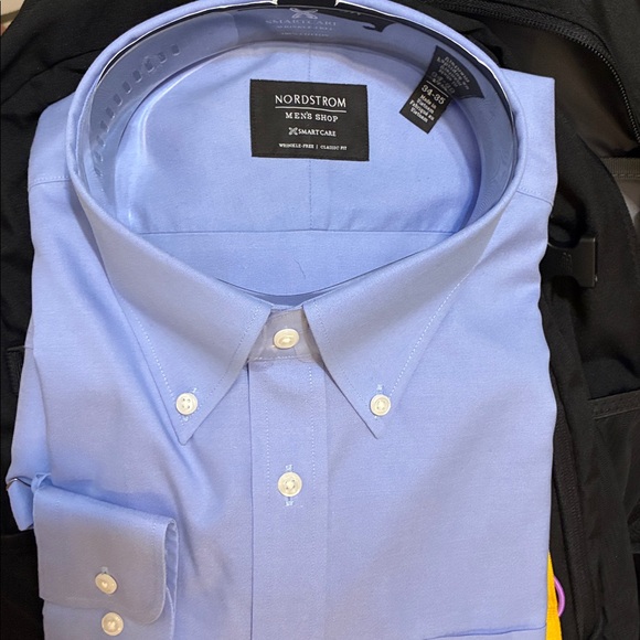 Nordstrom Men's Shop Smartcare Wrinkle-Free Classic Fit dress shirt 17.5 34-35 - Picture 4 of 6